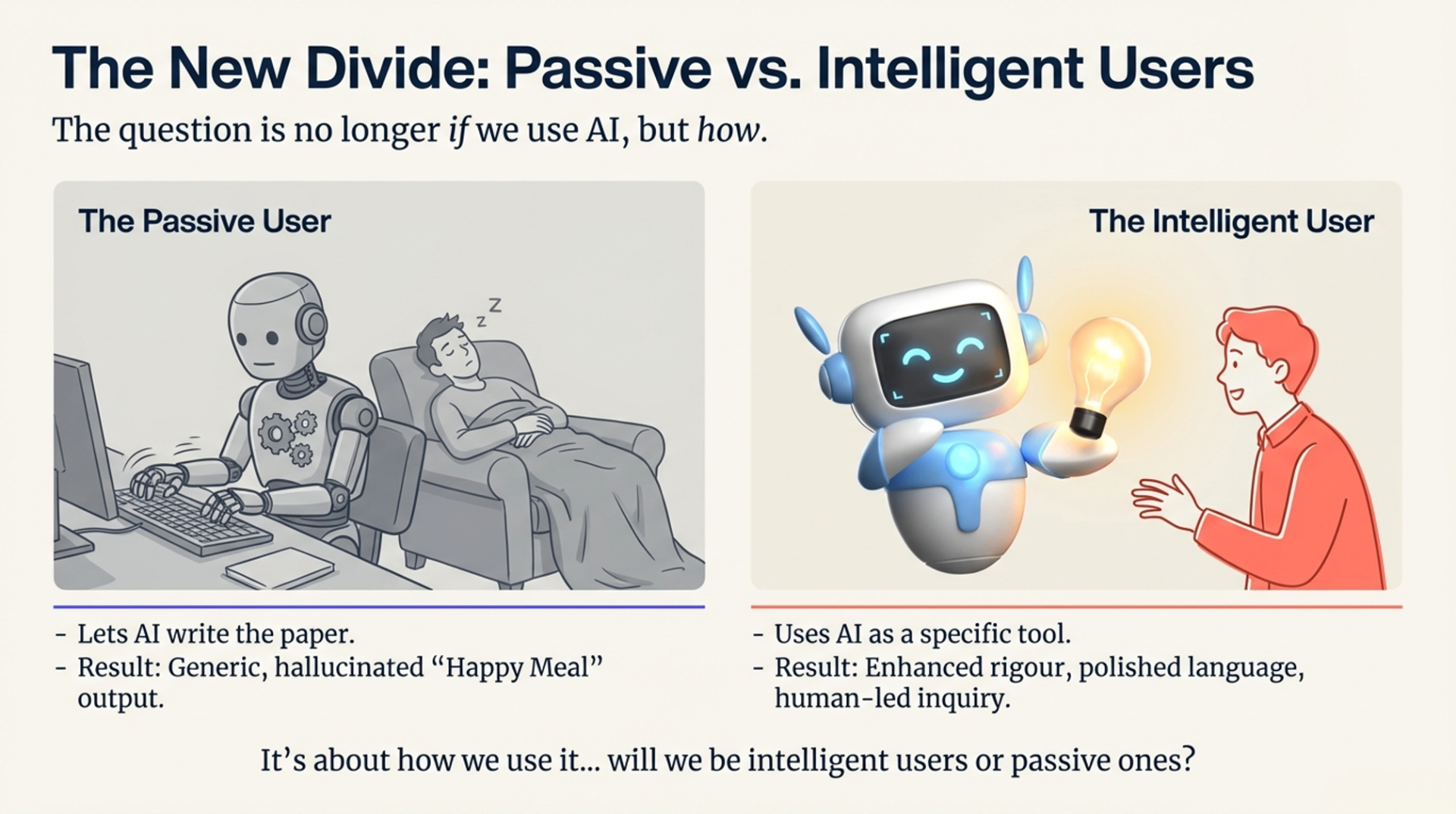 Passive consumer versus intelligent user of AI